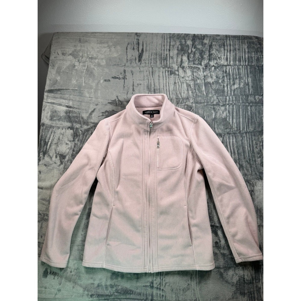 Andrew Marc Jacket Womens Medium Pink Full Zip Ribbed Fleece Mock Neck Outdoor